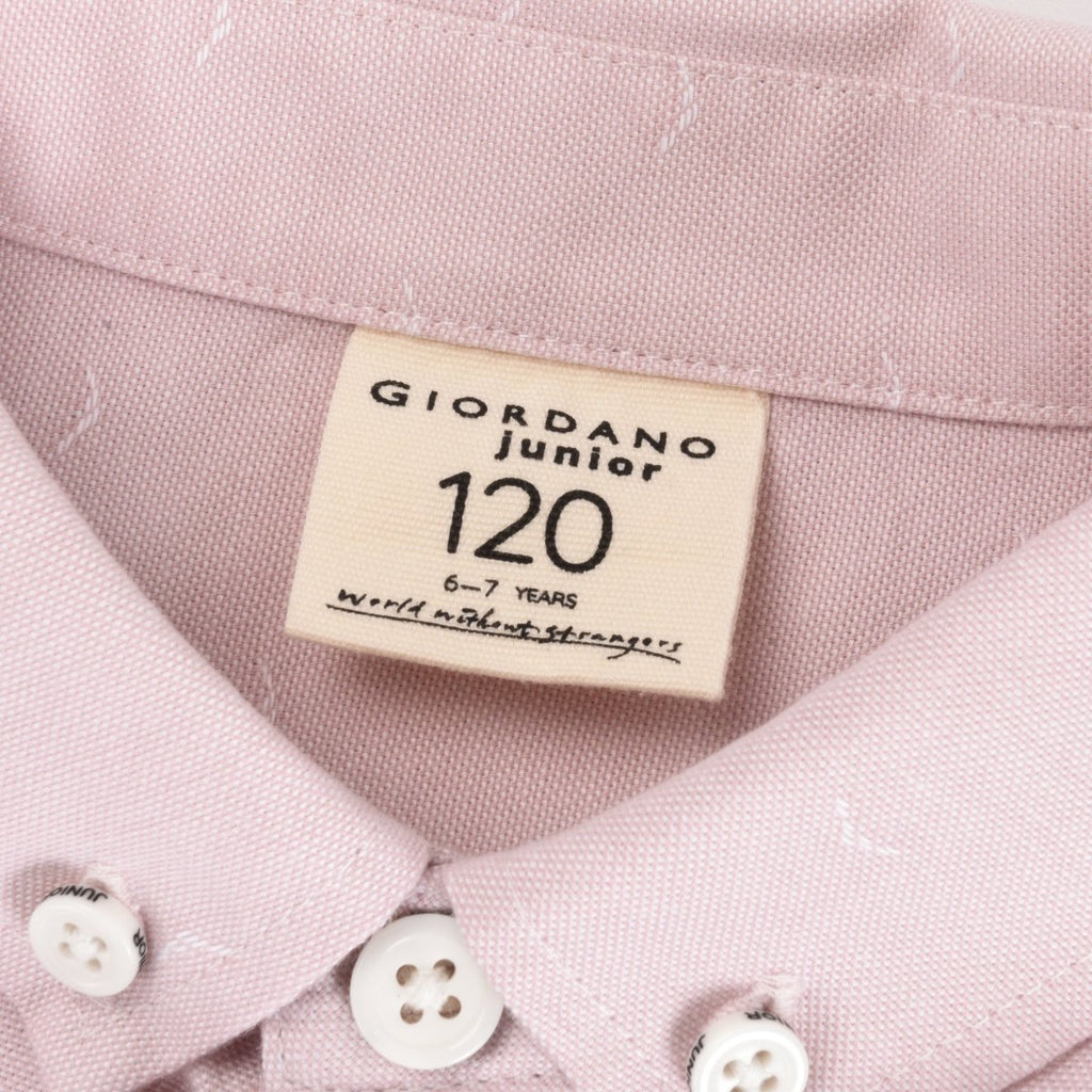 Giordano Junior Cotton Oxford Full Opening Long Sleeve Slim Fit Embroidery Garment Wash Shirt - Premium Shirts