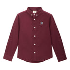 Giordano Junior Cotton Oxford Full Opening Long Sleeve Slim Fit Embroidery Garment Wash Shirt - Premium Shirts