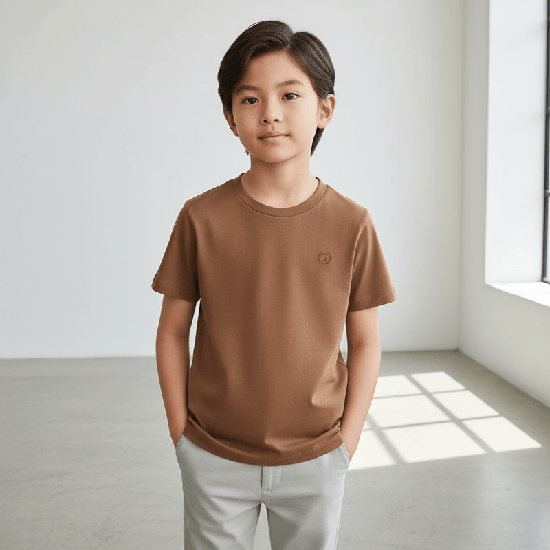 Giordano Junior Liquid Touch Embroidered Smart Tee - Soft Cotton Interlock - Premium Tee