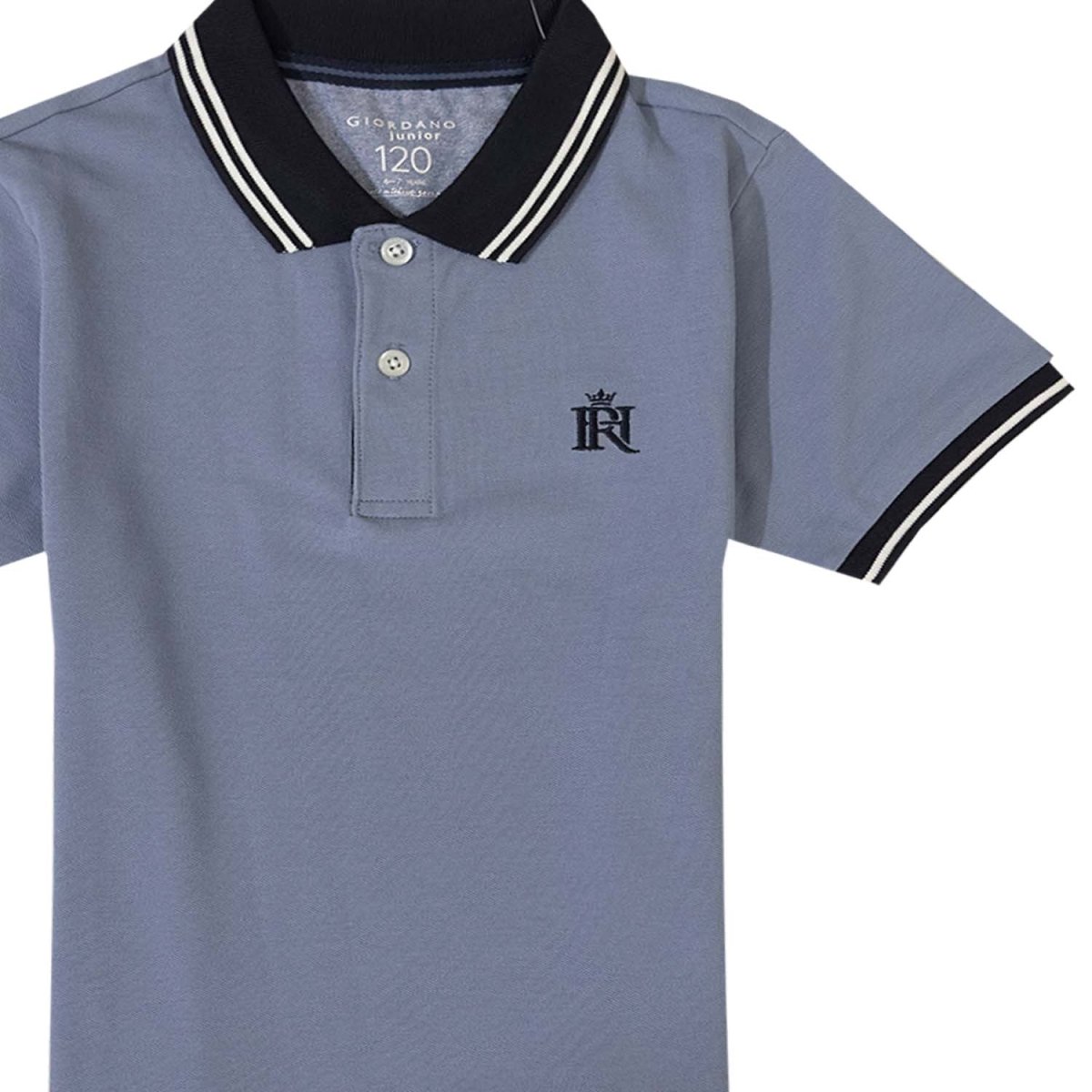 Giordano Junior Pique Flat Knit Collar Short Sleeve Slim Fit Thematic Embroidery Bold Polo - Premium Polo