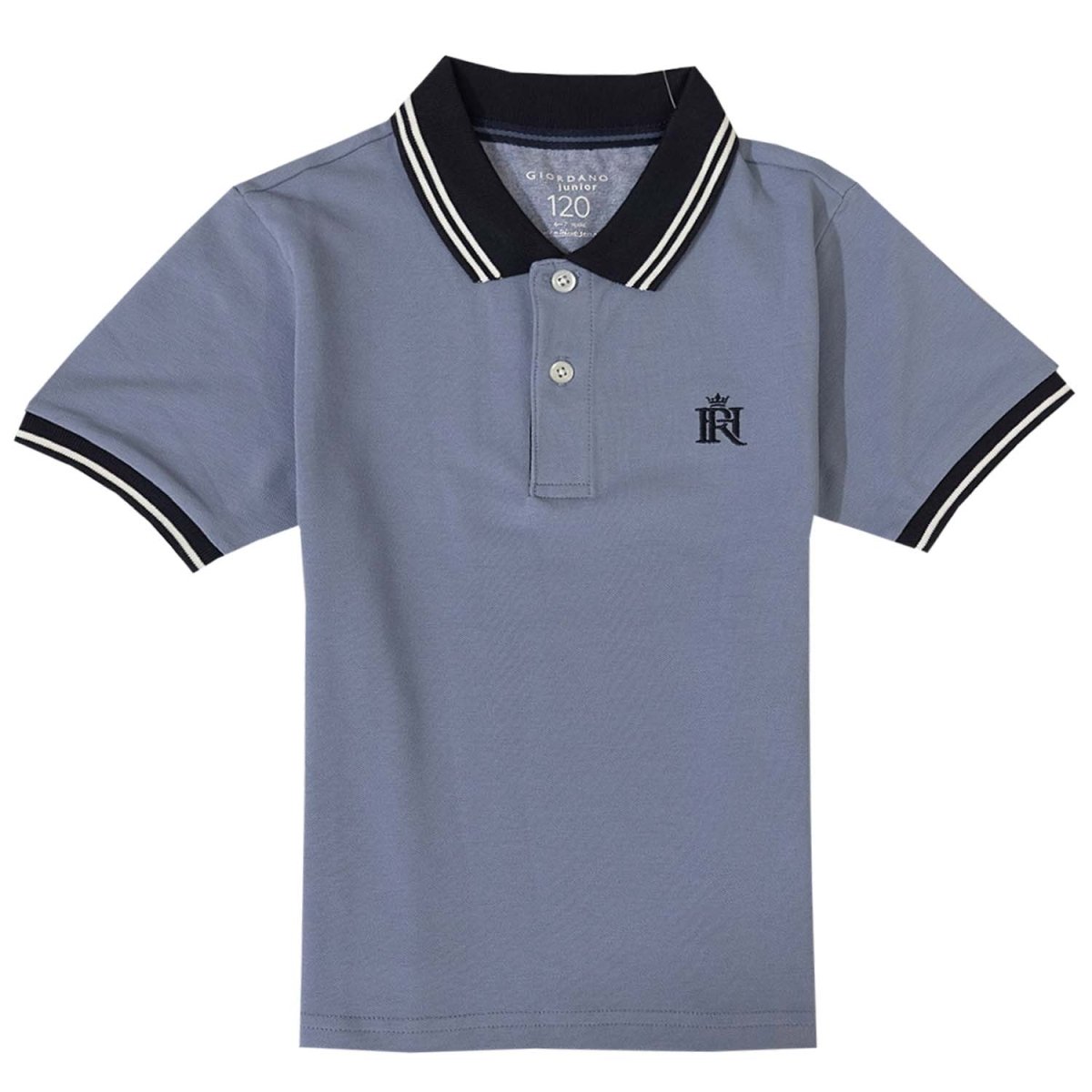 Giordano Junior Pique Flat Knit Collar Short Sleeve Slim Fit Thematic Embroidery Bold Polo - Premium Polo