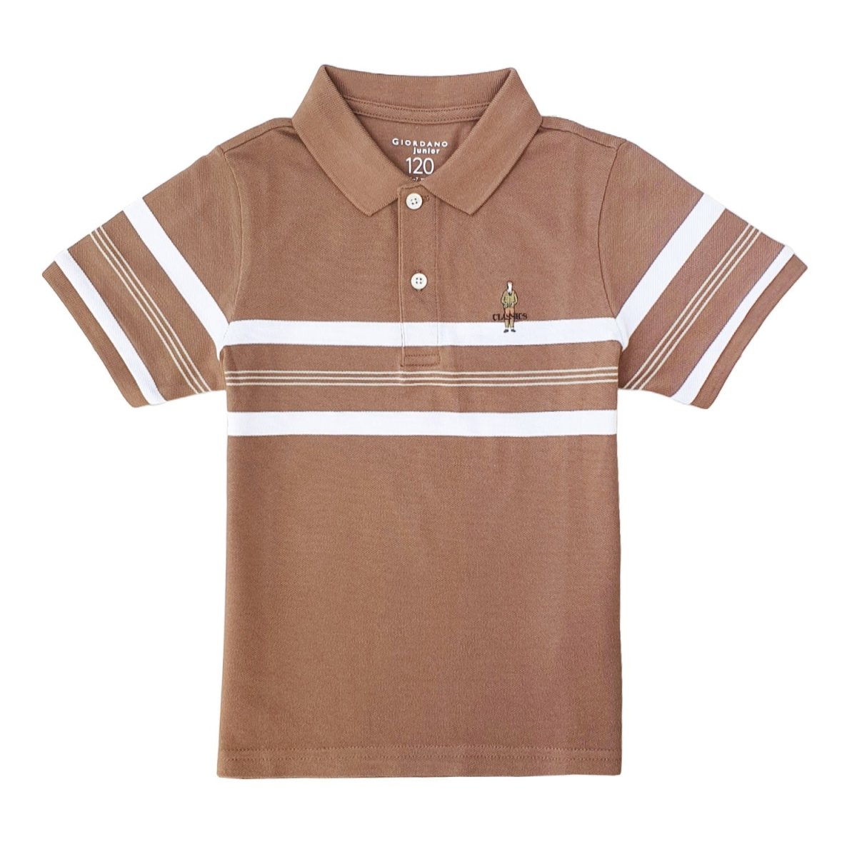 Giordano Junior Pique Flat Knit Collar Short Sleeve Slim Fit Thematic Embroidery Bold Polo - Premium Polo