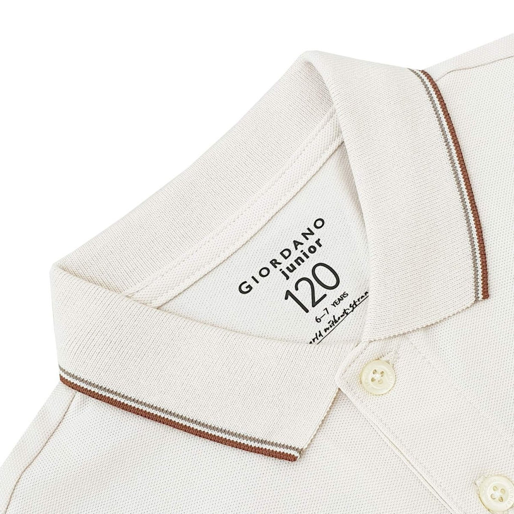 Giordano Junior Pique Flat Knit Collar Short Sleeve Slim Fit Thematic Embroidery Bold Polo - Premium Polo