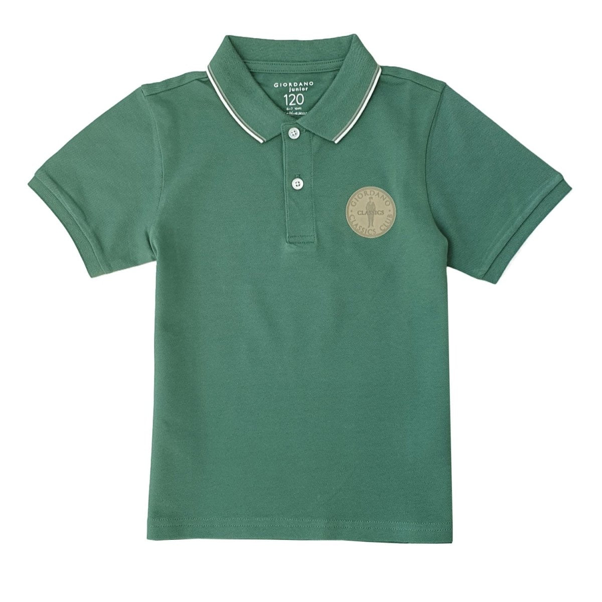 Giordano Junior Pique Flat Knit Collar Short Sleeve Slim Fit Thematic Embroidery Bold Polo - Premium Polo