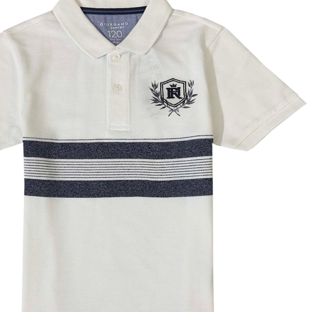 Giordano Junior Pique Flat Knit Collar Short Sleeve Slim Fit Thematic Embroidery Bold Polo - Premium Polo