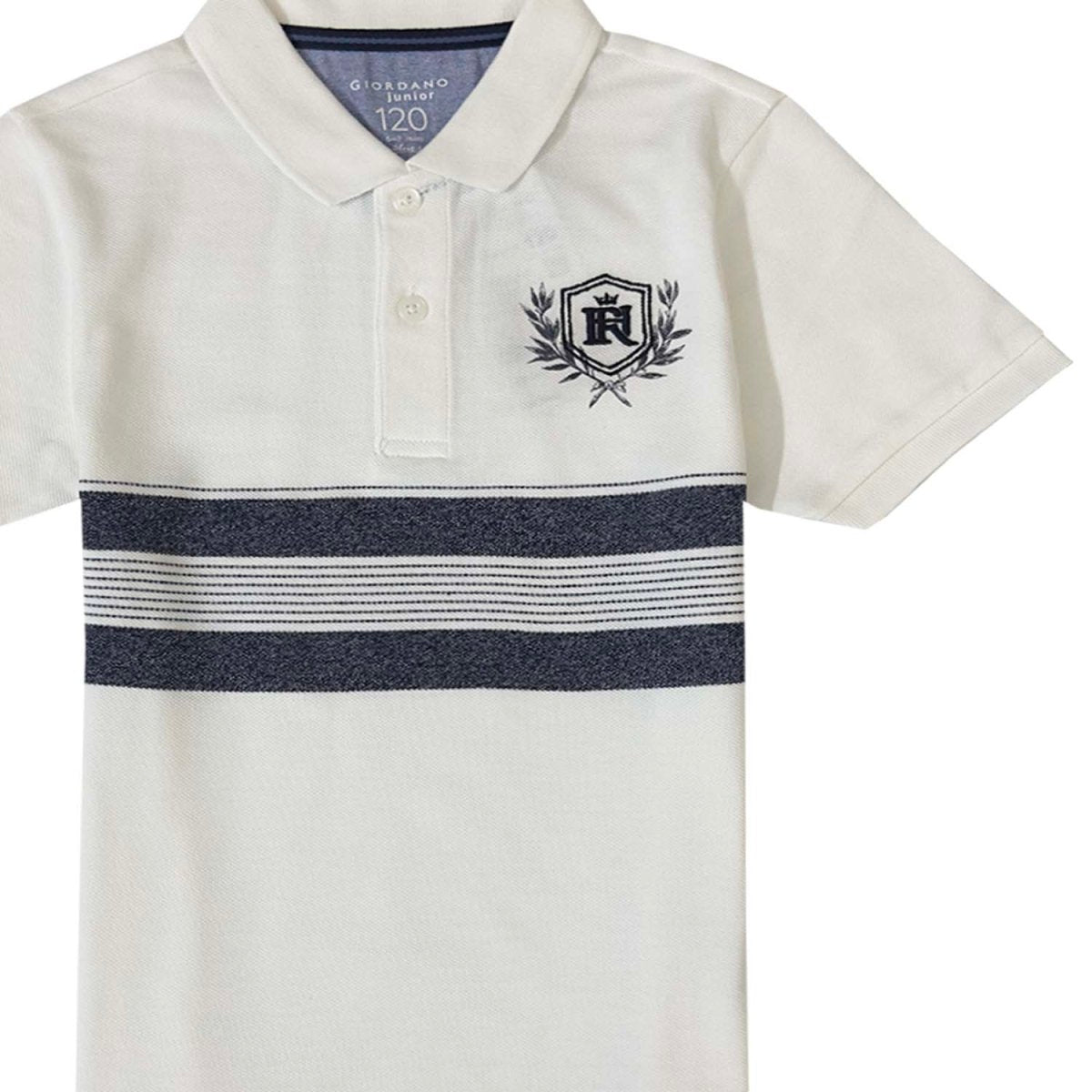Giordano Junior Pique Flat Knit Collar Short Sleeve Slim Fit Thematic Embroidery Bold Polo - Premium Polo