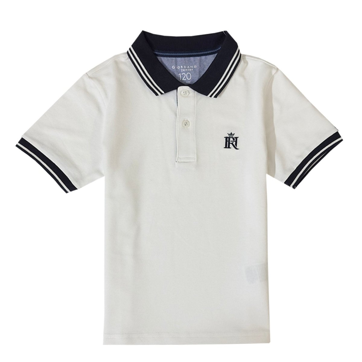 Giordano Junior Pique Flat Knit Collar Short Sleeve Slim Fit Thematic Embroidery Bold Polo - Premium Polo