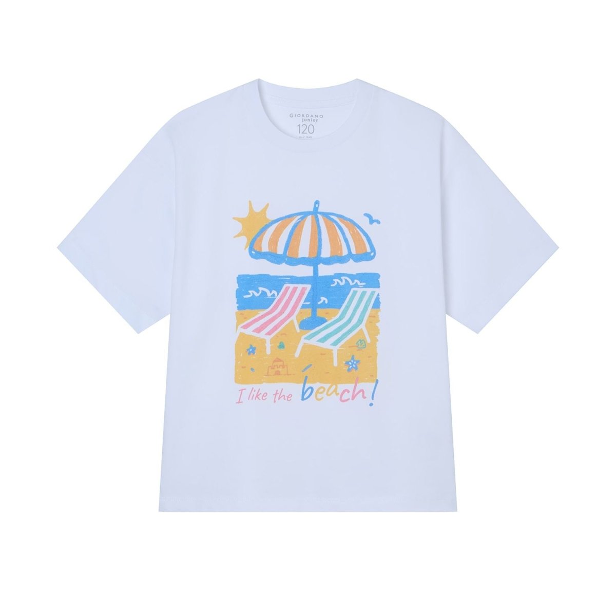 Giordano Kids' Beach Scene Relaxed Graphic Tee - Premium Print Tee