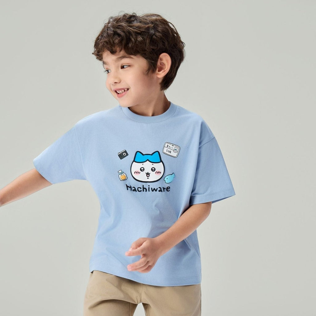 Giordano Kid's Chiikawa Hachiware Blue Relaxed Graphic Tee - Premium Print Tee