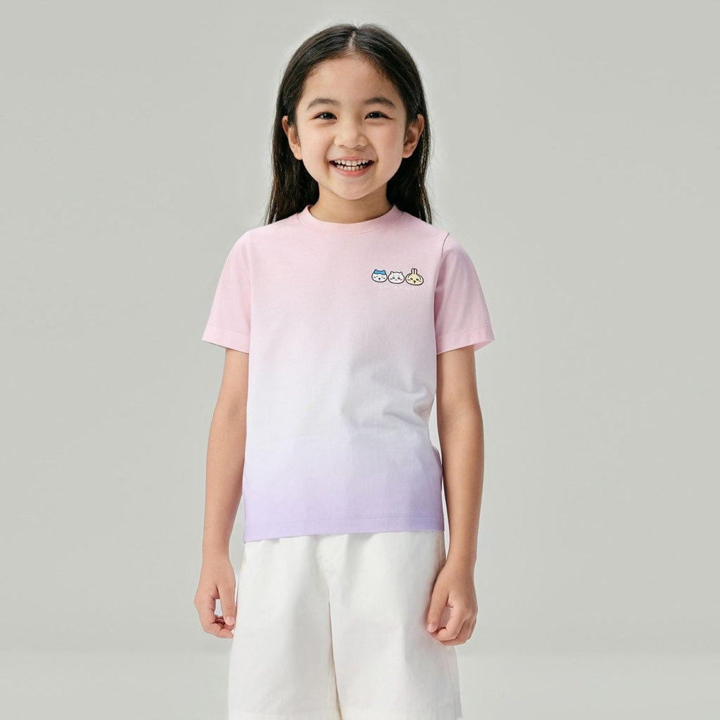 Giordano Kid's Chiikawa Pearl Amethyst Striped Graphic Tee - Premium Print Tee
