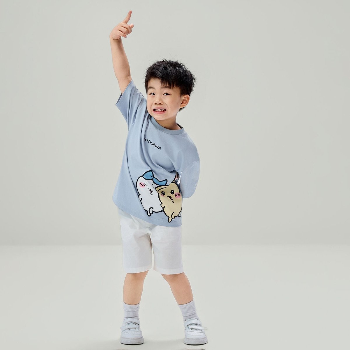 Giordano Kid's Chiikawa Subdued Blue Crew Neck Graphic Tee - Premium Print Tee