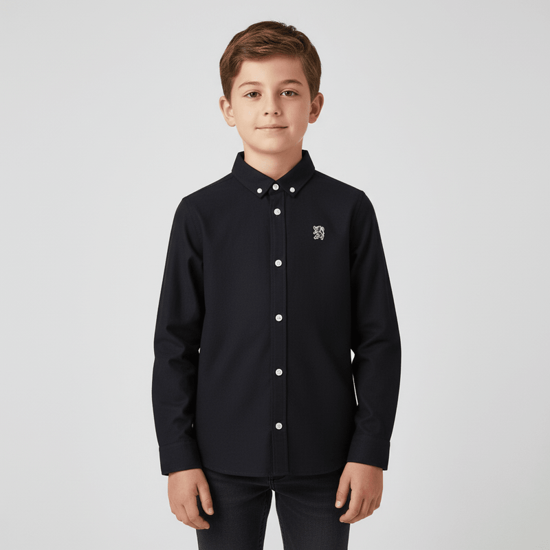 Giordano Kid's Cotton Oxford Long Sleeve Shirt with Embroidery - first_variant_option_2 Premium Shirts for Giordano