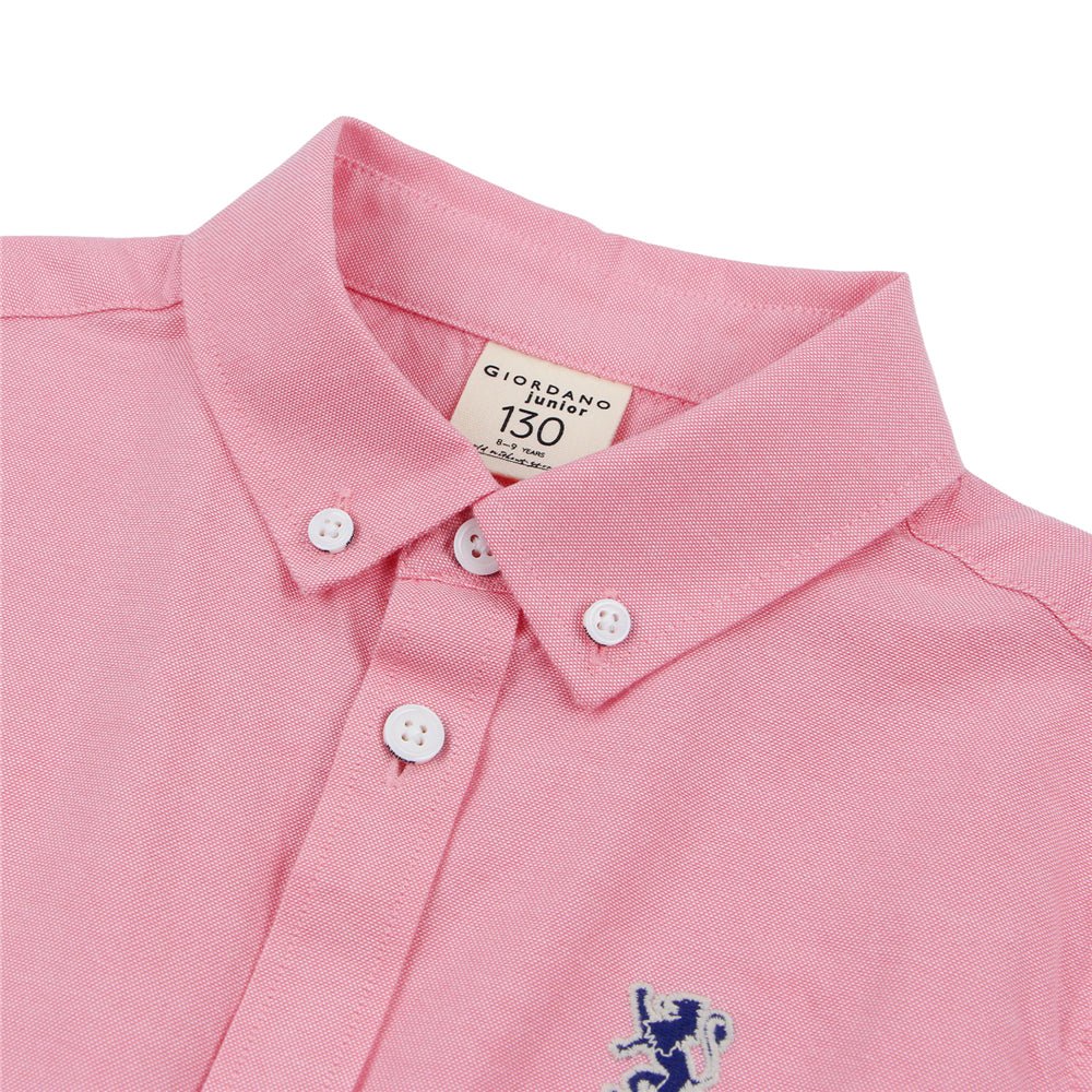 Giordano Kid's Cotton Oxford Long Sleeve Shirt with Embroidery - first_variant_option_2 Premium Shirts for Giordano