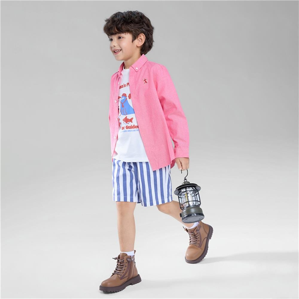 Giordano Kid's Cotton Oxford Long Sleeve Shirt with Embroidery - first_variant_option_2 Premium Shirts for Giordano