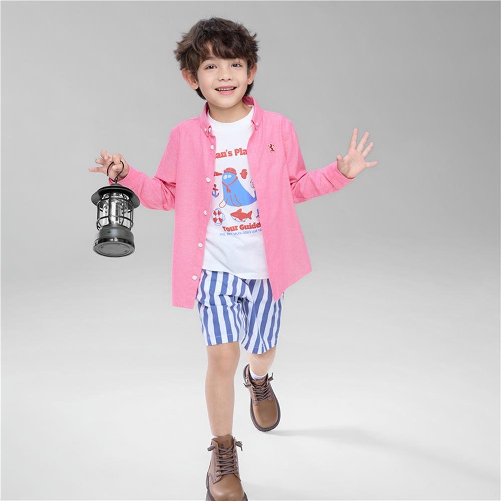 Giordano Kid's Cotton Oxford Long Sleeve Shirt with Embroidery - first_variant_option_2 Premium Shirts for Giordano