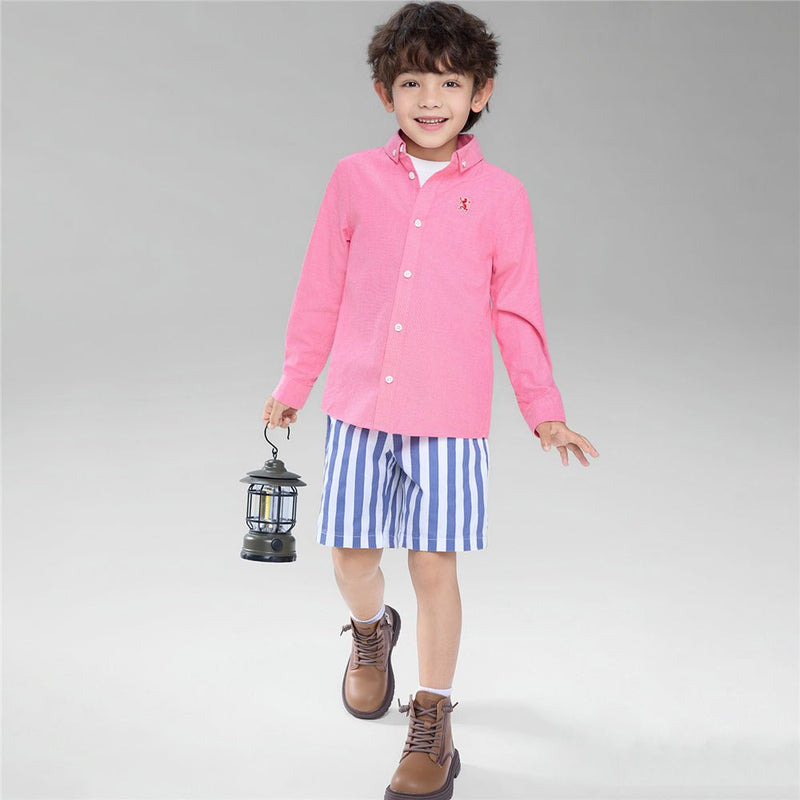Giordano Kid's Cotton Oxford Long Sleeve Shirt with Embroidery - first_variant_option_2 Premium Shirts for Giordano