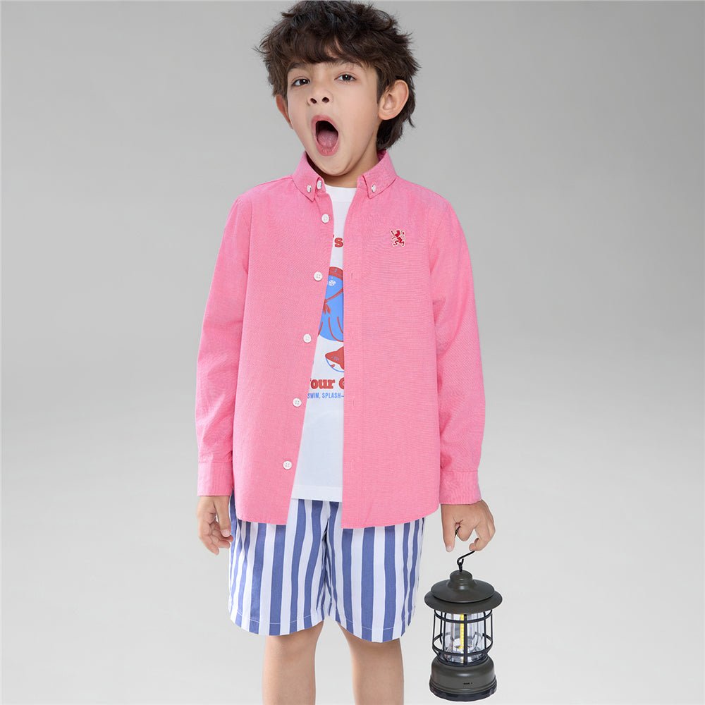 Giordano Kid's Cotton Oxford Long Sleeve Shirt with Embroidery - first_variant_option_2 Premium Shirts for Giordano