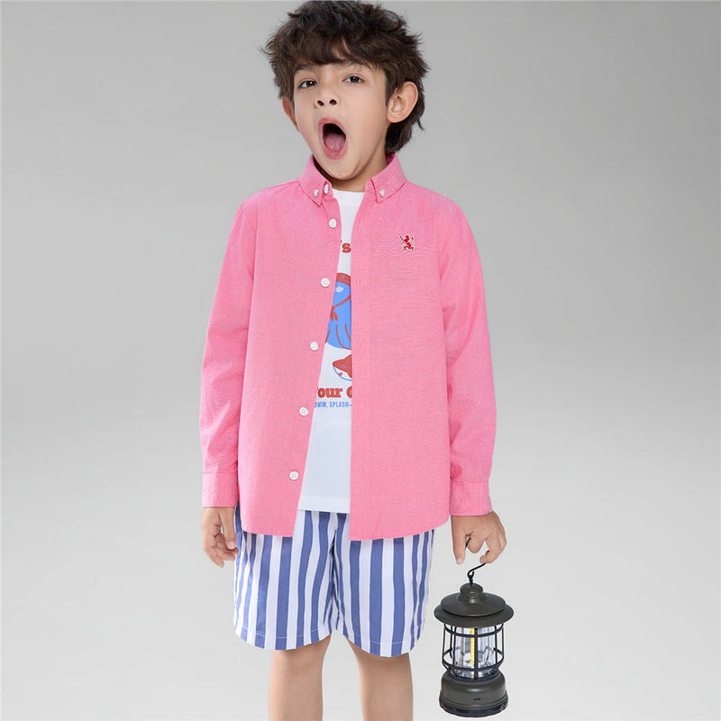 Giordano Kid's Cotton Oxford Long Sleeve Shirt with Embroidery - first_variant_option_2 Premium Shirts for Giordano