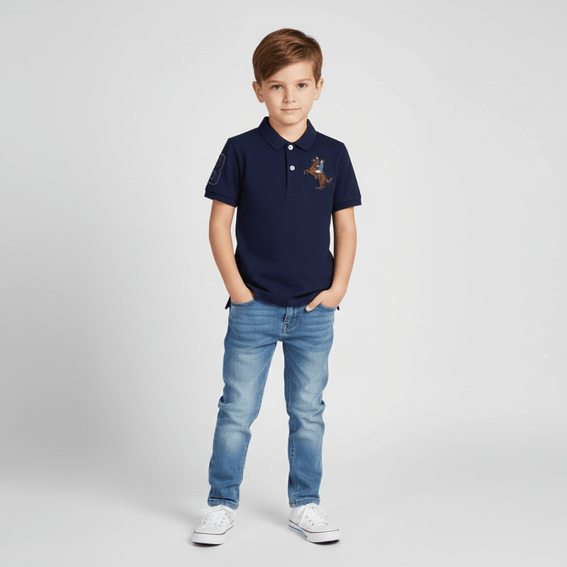 Giordano Kid's Cotton Polo with Napoleon Embroidery - first_variant_option_2 Premium Polo for Giordano