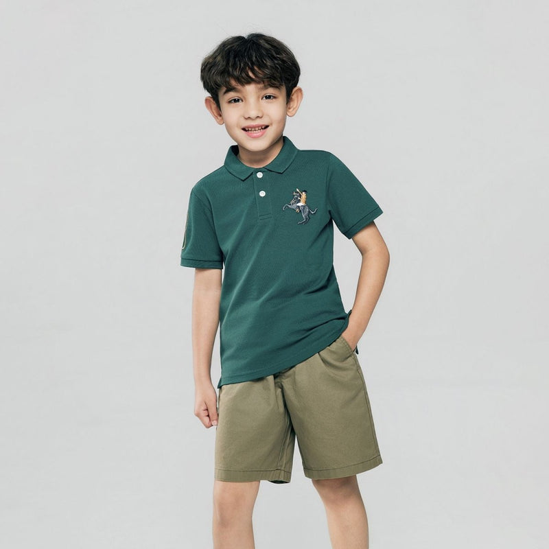 Giordano Kid's Cotton Polo with Napoleon Embroidery - first_variant_option_2 Premium Polo for Giordano