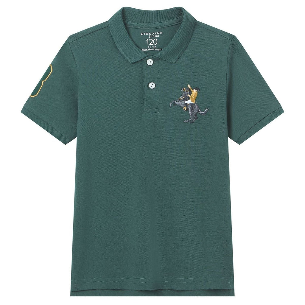 Giordano Kid's Cotton Polo with Napoleon Embroidery - first_variant_option_2 Premium Polo for Giordano