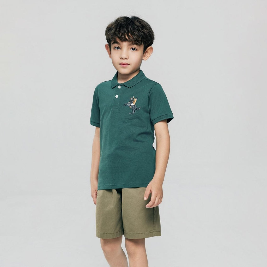 Giordano Kid's Cotton Polo with Napoleon Embroidery - first_variant_option_2 Premium Polo for Giordano