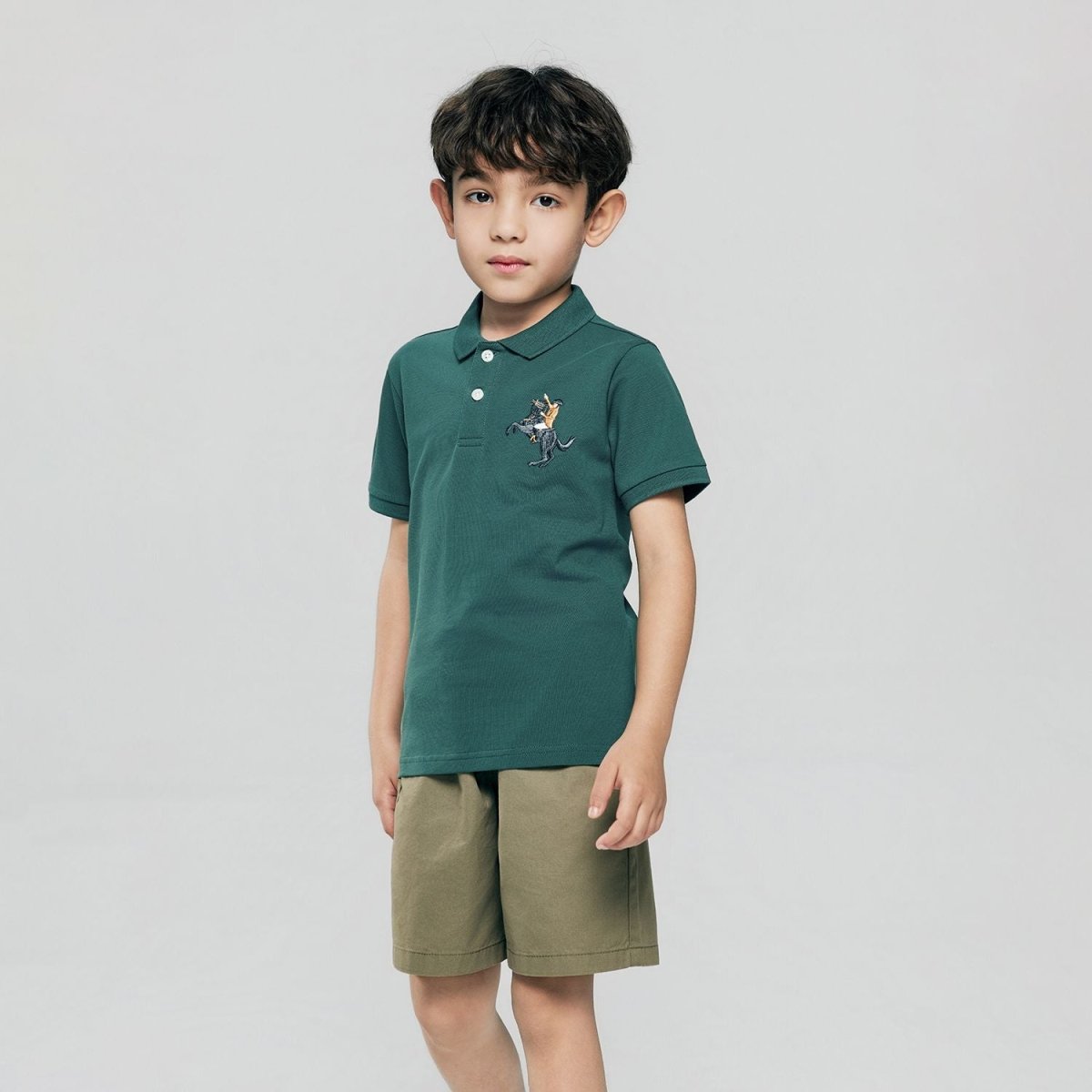 Giordano Kid's Cotton Polo with Napoleon Embroidery - first_variant_option_2 Premium Polo for Giordano