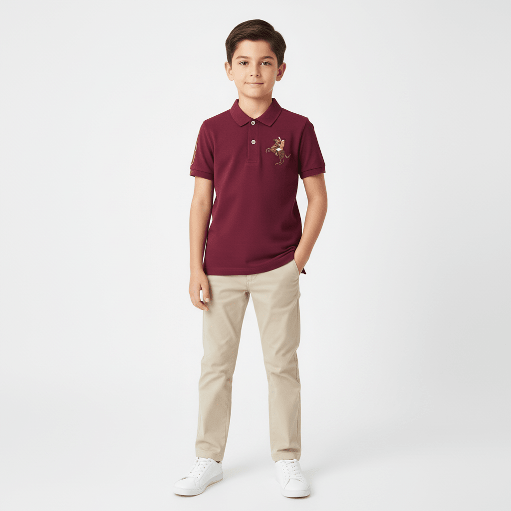 Giordano Kid's Cotton Polo with Napoleon Embroidery - first_variant_option_2 Premium Polo for Giordano