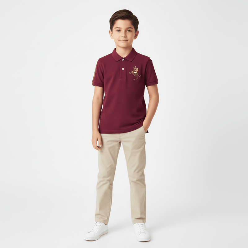 Giordano Kid's Cotton Polo with Napoleon Embroidery - first_variant_option_2 Premium Polo for Giordano