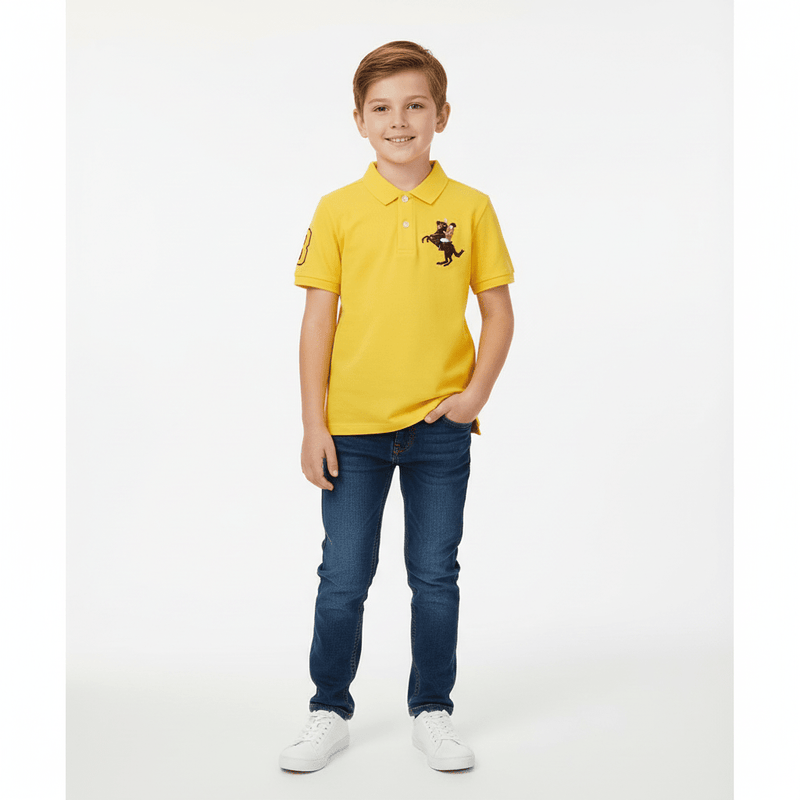 Giordano Kid's Cotton Polo with Napoleon Embroidery - first_variant_option_2 Premium Polo for Giordano