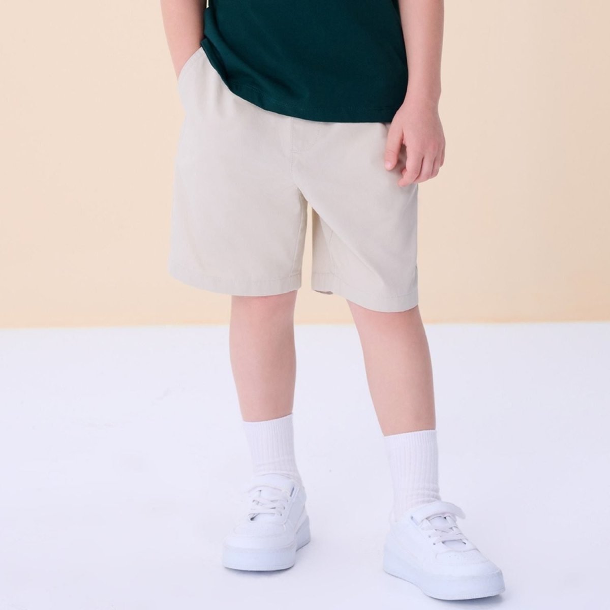 Giordano Kids’ Cotton Twill Drawstring Shorts with Elastic Waist - Premium Shorts