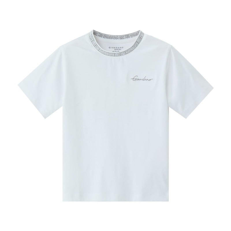 Giordano Kid's' Embroidered Tee: Soft Cotton, Classic Style, Everyday Comfort - Premium Tee