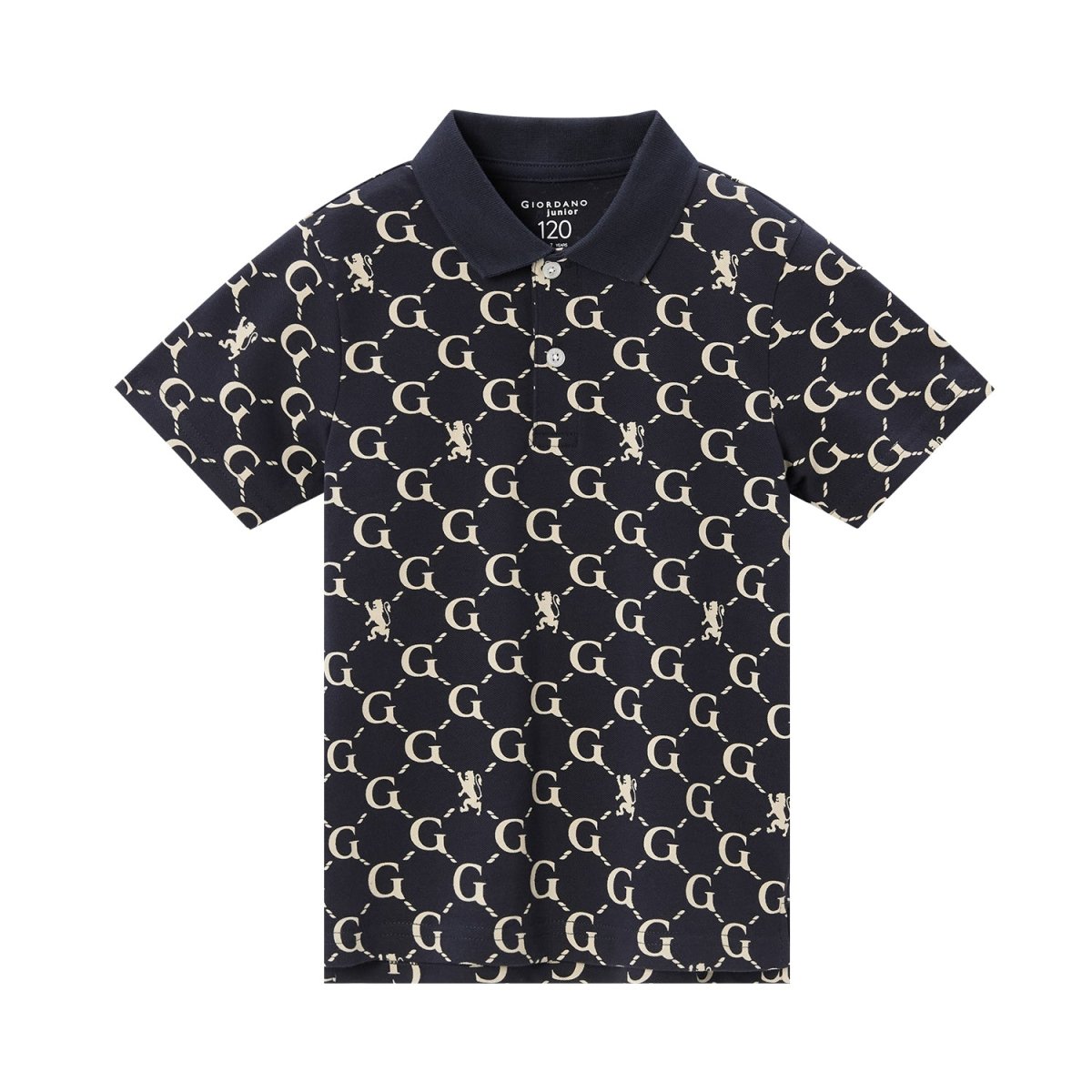 Giordano Kid's' Geometric Print Polo: Slim Fit, Bold Design, All-Day Comfort - Premium Polo