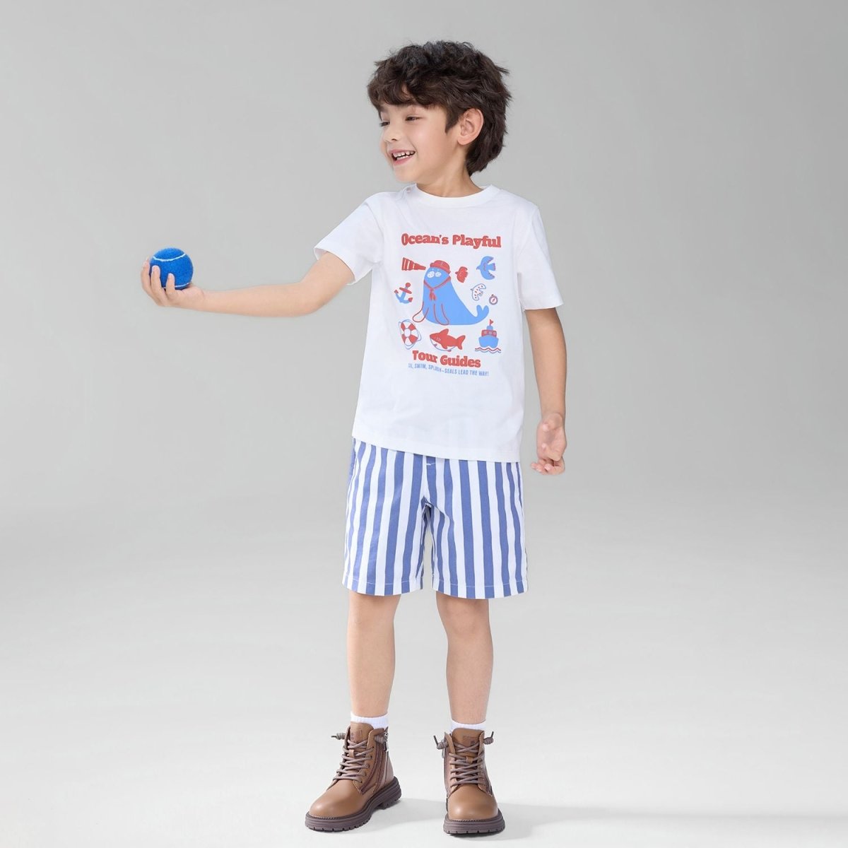 Giordano Kids Ocean's Playful Printed Cotton Tee - Premium Print Tee