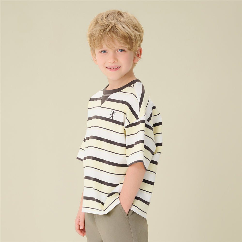 Giordano Kids' Oversize 90's Recall Striped Tee - first_variant_option_2 Premium Print Tee for Giordano