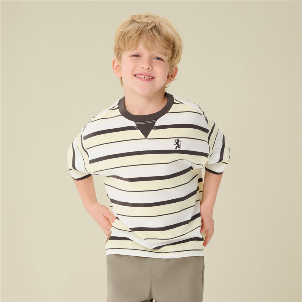 Giordano Kids' Oversize 90's Recall Striped Tee - first_variant_option_2 Premium Print Tee for Giordano