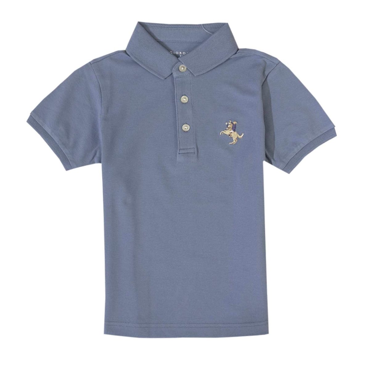Giordano Kids Pique Flat Knit Collar Short Sleeve Slim Fit Small Napoleon Embroidery Bold Polo - Premium Polo