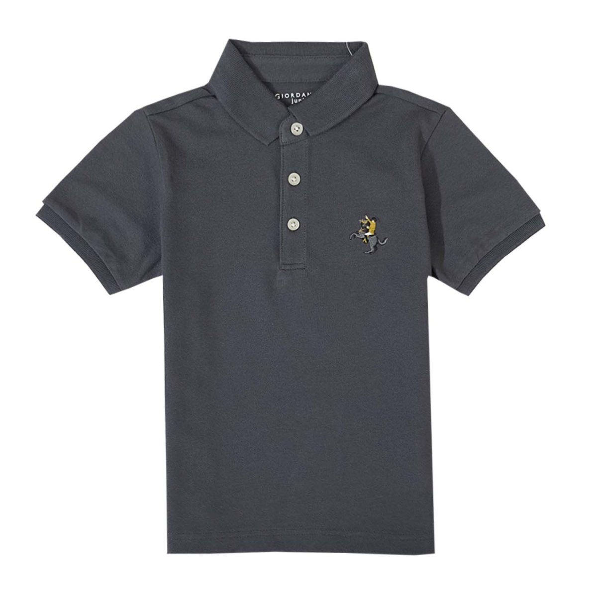 Giordano Kids Pique Flat Knit Collar Short Sleeve Slim Fit Small Napoleon Embroidery Bold Polo - Premium Polo