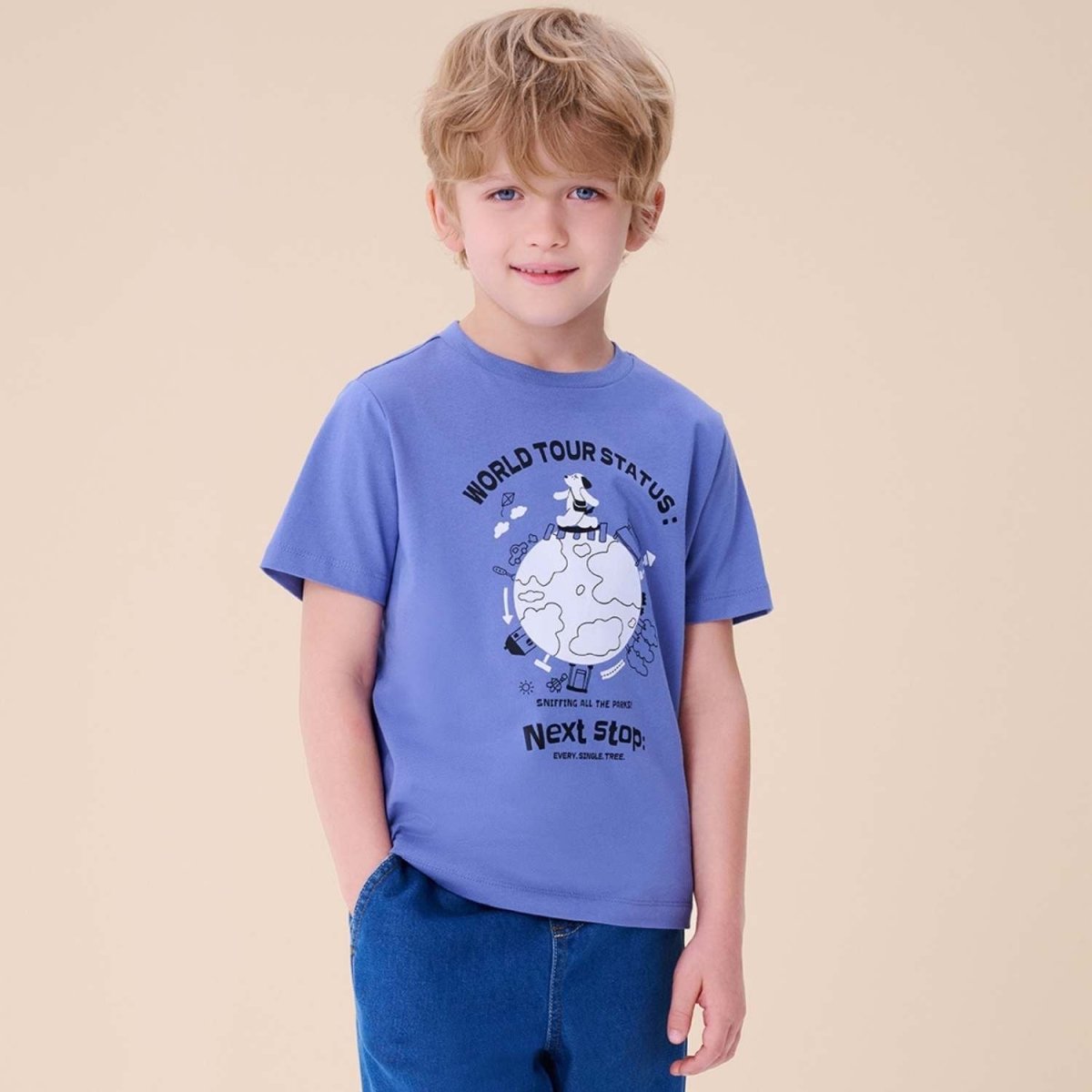 Giordano Kids Regular Cotton Graphic Print Regular Fit Tee - Premium Print Tee