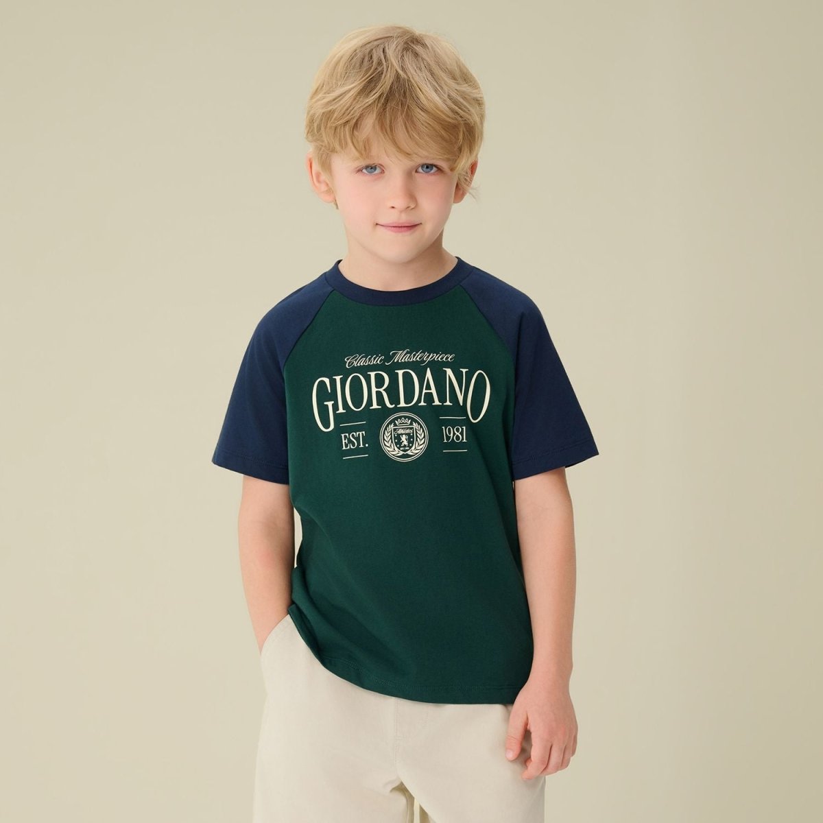 Giordano Kids' Regular Fit Classic Raglan Tee - first_variant_option_2 Premium Print Tee for Giordano