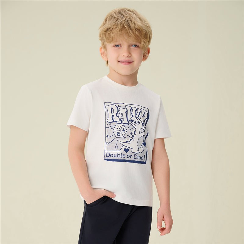 Giordano Kids’ Regular Fit Cotton Crew Neck Dino Print Tee - first_variant_option_2 Premium Print Tee for Giordano