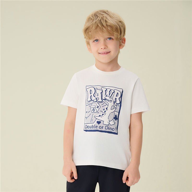 Giordano Kids’ Regular Fit Cotton Crew Neck Dino Print Tee - first_variant_option_2 Premium Print Tee for Giordano