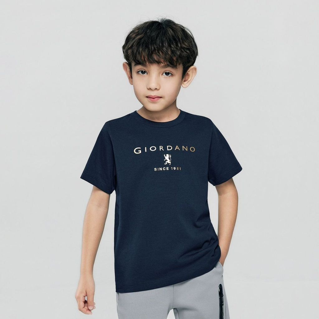 Giordano Kid's Regular Fit Cotton Crew Neck Printed Tee - Premium Print Tee
