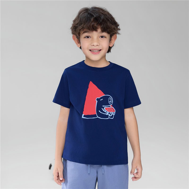 Giordano Kid's Regular Fit Cotton Crew Neck Printed Tee - Premium Print Tee