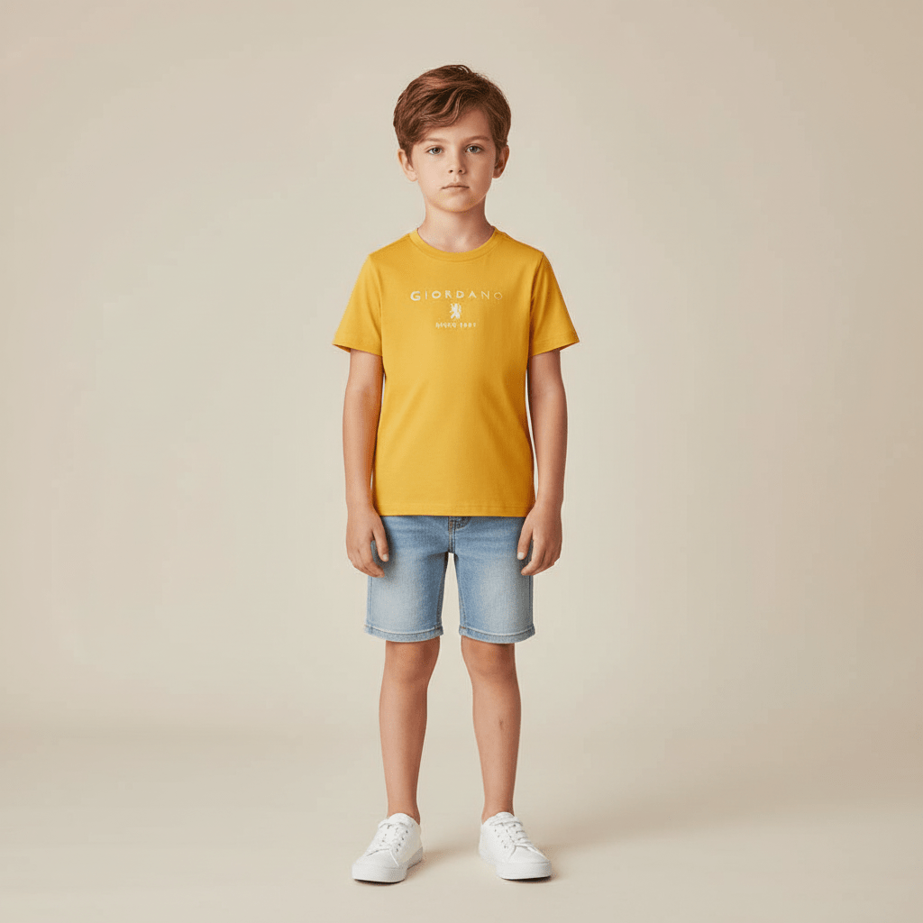 Giordano Kid's Regular Fit Cotton Crew Neck Printed Tee - first_variant_option_2 Premium Print Tee for Giordano
