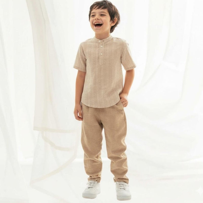 Giordano Kids' Regular Fit Linen Cotton Cropped Pants - Premium