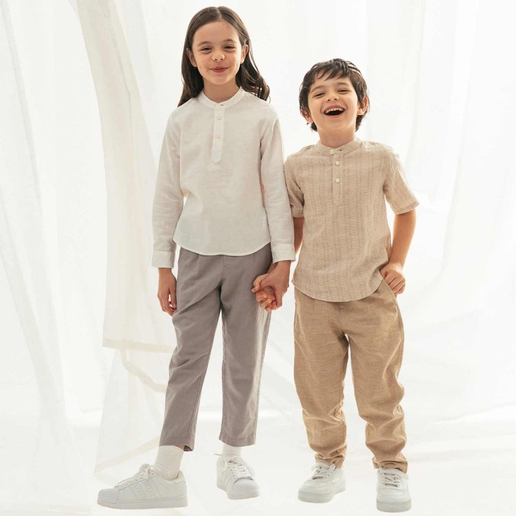 Giordano Kids' Regular Fit Linen Cotton Cropped Pants - first_variant_option_2 Premium for Giordano