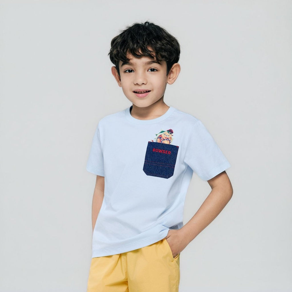 Giordano Kids Regular Mario Bowser Pocket Tee - first_variant_option_2 Premium Print Tee for Giordano