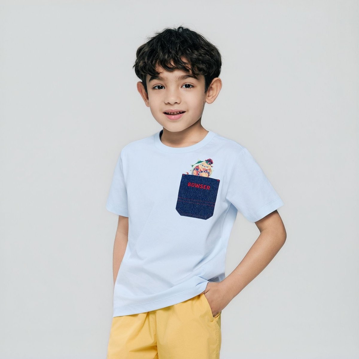 Giordano Kids Regular Mario Bowser Pocket Tee - first_variant_option_2 Premium Print Tee for Giordano