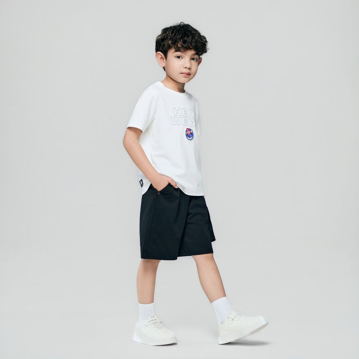Giordano Kids Regular Mario "Here We Go" Tee - first_variant_option_2 Premium Print Tee for Giordano